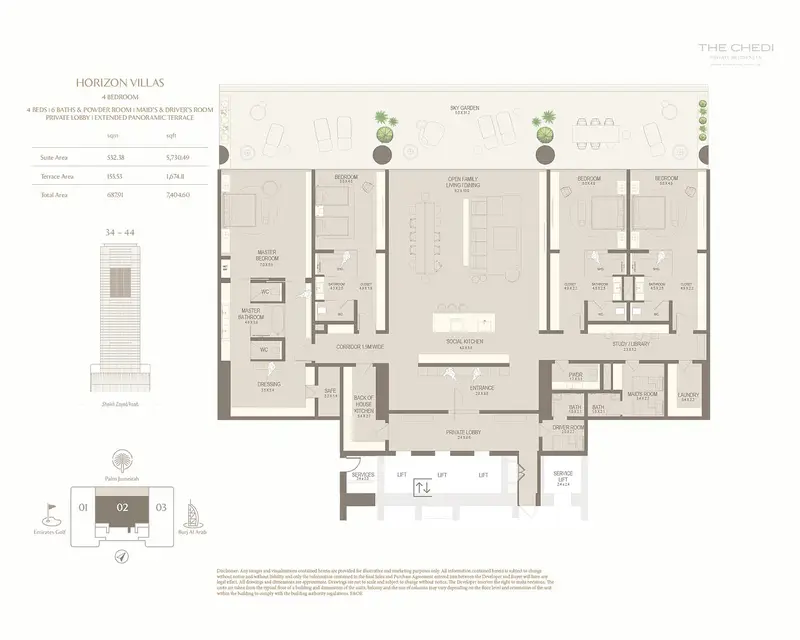 4 BR floor plan