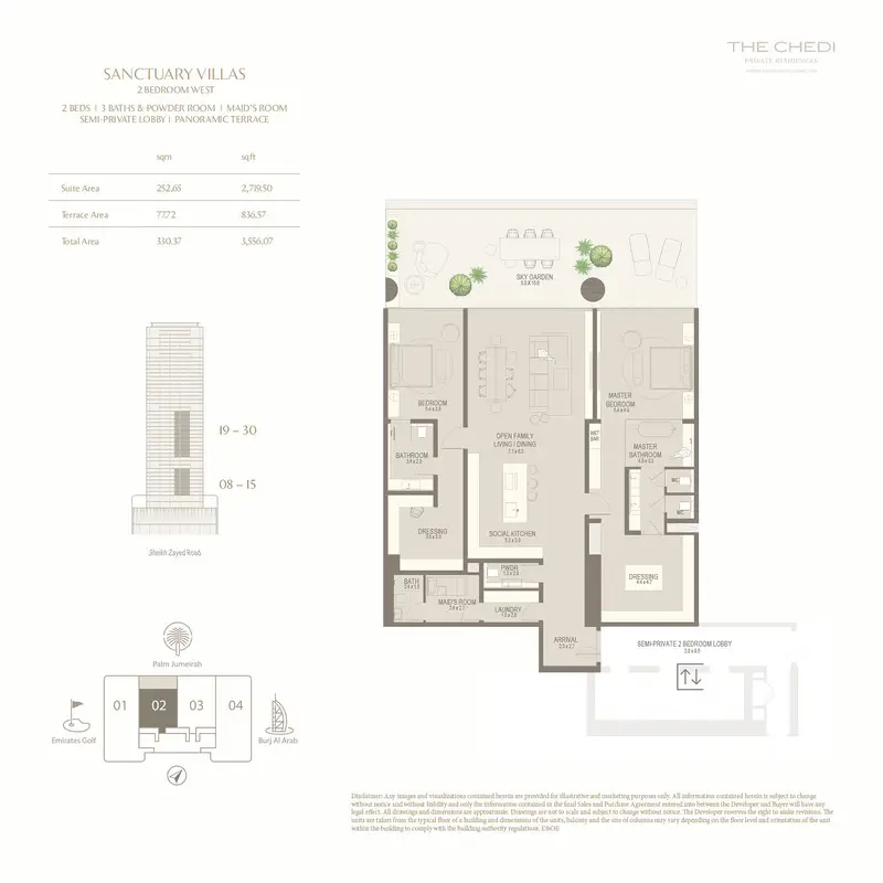 2 BR floor plan