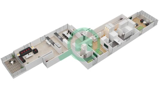 المخططات الطابقية لتصميم النموذج 3 SOUTH شقة 2 غرفة نوم - مربعة ريزيدنس