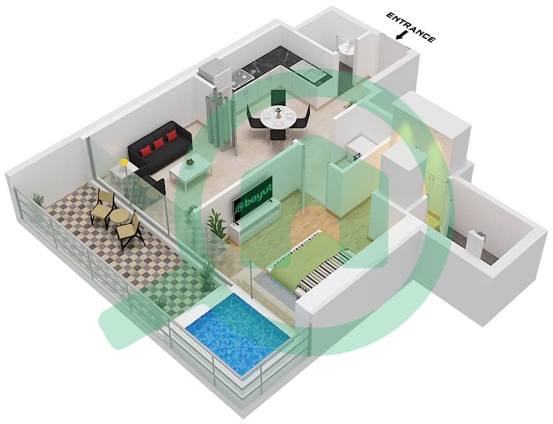 Elitz 2 by Danube Tower 1 - 1 Bedroom Apartment Type/unit PRESIDENTIAL SUITE-A Floor plan Type Presidential Suite-A Unit 1 Floor 2-3,18-19,26-41 
Unit 10 Floor 2,26-28,36-41 
Unit 9 Floor 3,29-35 interactive3D