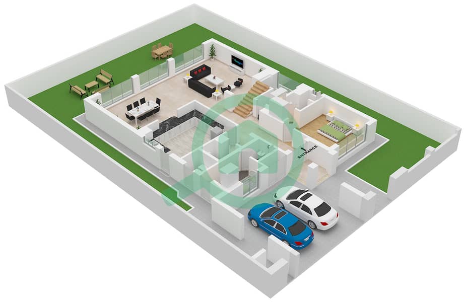Nad Al Sheba Villas - 5 Bedroom Villa Type B Floor plan Type B Floor Ground interactive3D