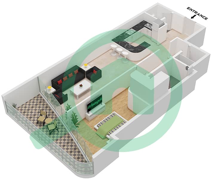 المخططات الطابقية لتصميم التصميم 17,19 FLOOR 9-46,49-69 شقة 1 غرفة نوم - الحبتور تاور Suite 19 Floor 9-46 
Suite 17 Floor 49-69 interactive3D