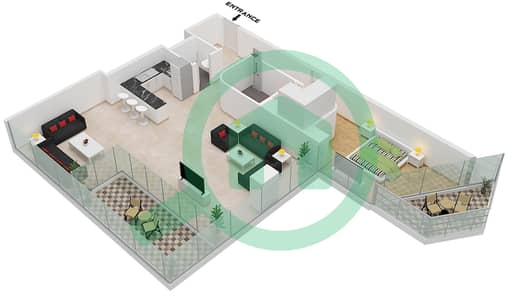 المخططات الطابقية لتصميم التصميم 23 FLOOR 9-46 شقة 1 غرفة نوم - الحبتور تاور