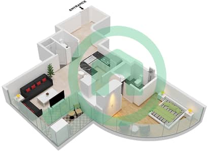 المخططات الطابقية لتصميم التصميم 17 FLOOR 9-46 شقة 1 غرفة نوم - الحبتور تاور