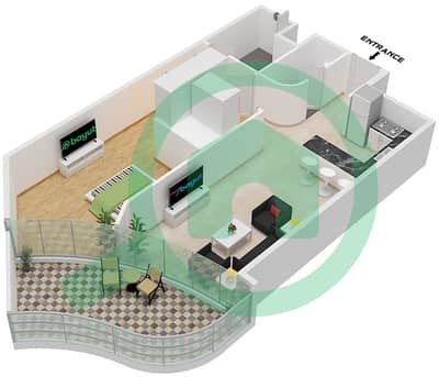المخططات الطابقية لتصميم التصميم 23,25 FLOOR 9-46,49-69 شقة 1 غرفة نوم - الحبتور تاور