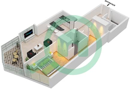 المخططات الطابقية لتصميم التصميم 9 FLOOR 9-46 شقة 1 غرفة نوم - الحبتور تاور