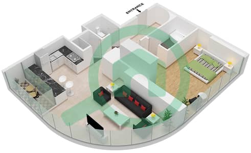 المخططات الطابقية لتصميم التصميم 24 FLOOR 9-46 شقة 1 غرفة نوم - الحبتور تاور