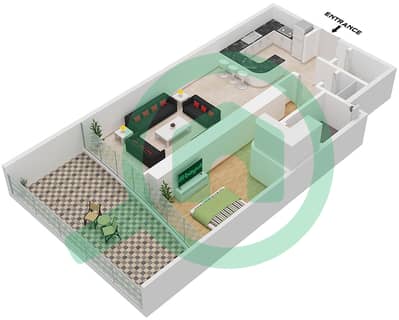 المخططات الطابقية لتصميم التصميم 18,20 FLOOR 9-46,49-69 شقة 1 غرفة نوم - الحبتور تاور