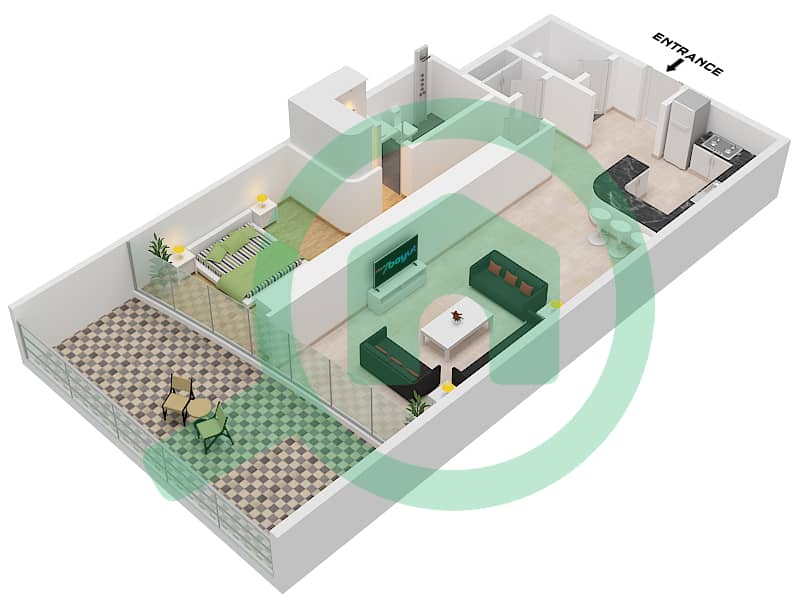 Al Habtoor Tower - 1 Bedroom Apartment Suite 7 FLOOR 9-46,49-69 Floor plan Suite 7 Floor 9-46,49-69 interactive3D