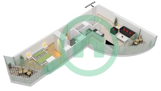 المخططات الطابقية لتصميم التصميم 4 FLOOR 49-69 شقة 1 غرفة نوم - الحبتور تاور