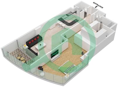 المخططات الطابقية لتصميم التصميم 25 FLOOR 49-69 شقة 1 غرفة نوم - الحبتور تاور