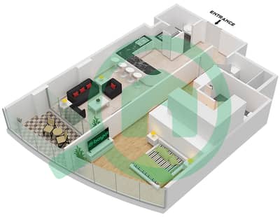 المخططات الطابقية لتصميم التصميم 13 FLOOR 71-75 شقة 1 غرفة نوم - الحبتور تاور