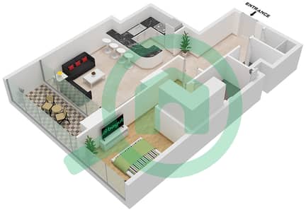 المخططات الطابقية لتصميم التصميم 8 FLOOR 71-75 شقة 1 غرفة نوم - الحبتور تاور