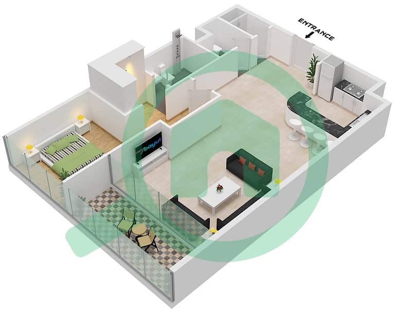Al Habtoor Tower - 1 Bedroom Apartment Suite 5 FLOOR 71-75 Floor plan Suite 5 Floor 71-75 interactive3D