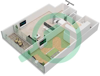 المخططات الطابقية لتصميم التصميم 2 FLOOR 71-75 شقة 1 غرفة نوم - الحبتور تاور