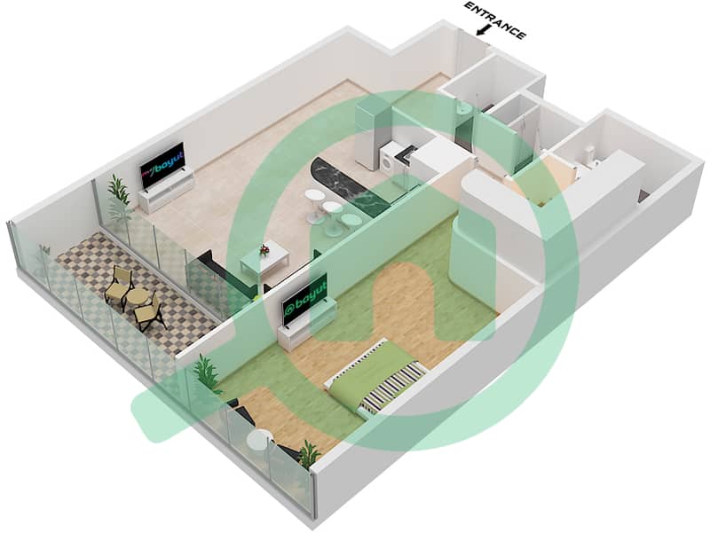 Al Habtoor Tower - 1 Bedroom Apartment Suite 2 FLOOR 71-75 Floor plan Suite 2 Floor 71-75 interactive3D