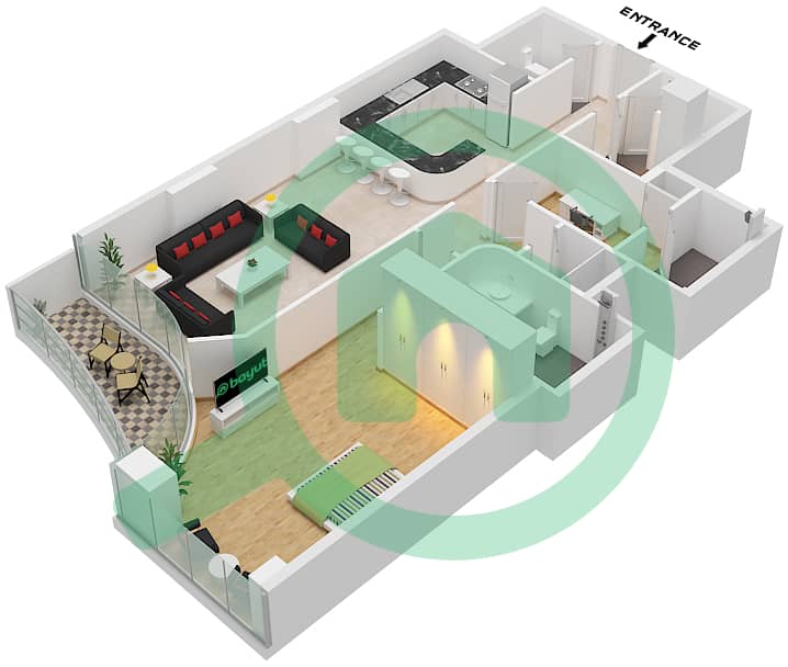 Al Habtoor Tower - 1 Bedroom Apartment Suite 10 FLOOR 49-69 Floor plan Suite 10 Floor 49-69 interactive3D