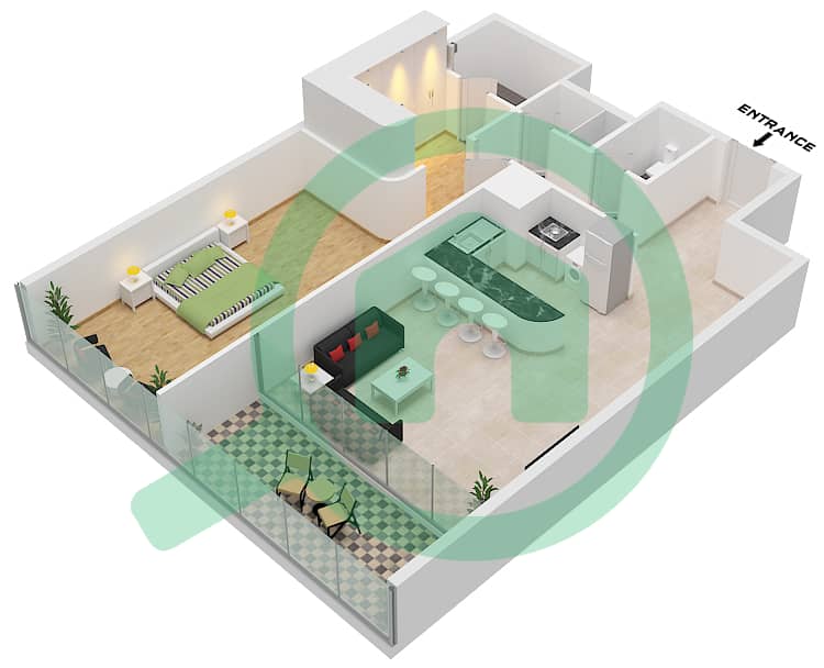 Al Habtoor Tower - 1 Bedroom Apartment Suite 11 FLOOR 71-75 Floor plan Suite 11 Floor 71-75 interactive3D