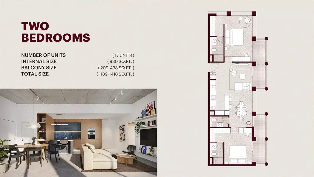 2 BR floor plan