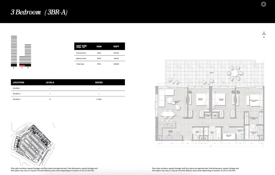 3 BR floor plan
