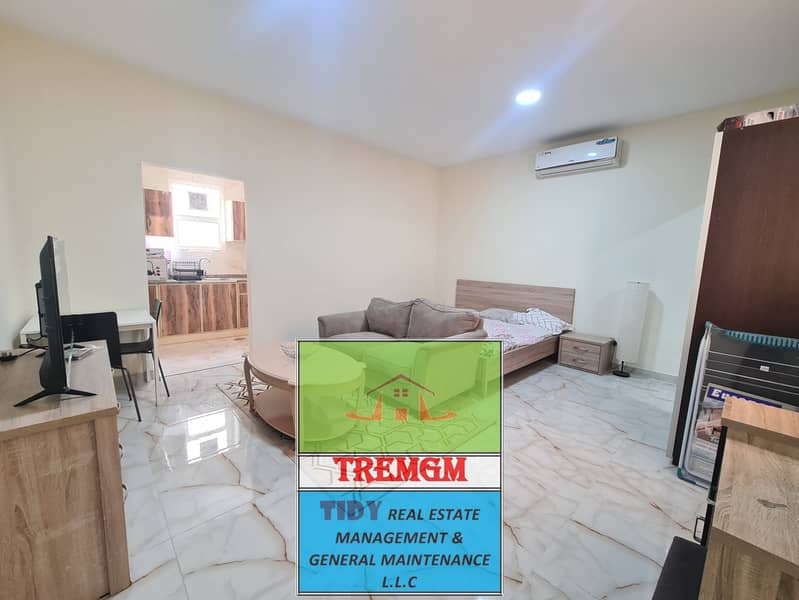 Attractive nice finishing neat clean studio fully furnished including water electricity with private ent. bhind forsan mall