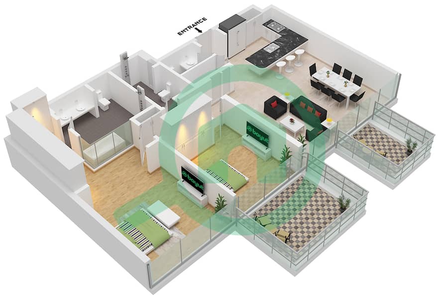 Ellington Beach House - 2 Bedroom Apartment Type 2 Floor plan Type2 Floor 4-6 interactive3D
