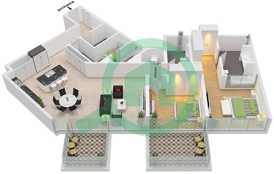 Ellington Beach House - 2 Bedroom Apartment Type 3 Floor plan Type 3 Floor Ground,1-6 interactive3D