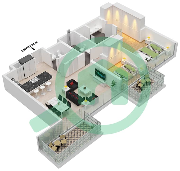 Ellington Beach House - 2 Bedroom Apartment Type 4 Floor plan Type 4 Floor 1-6 interactive3D