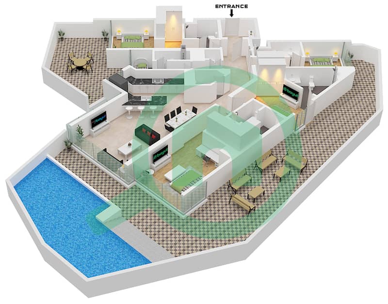 Ellington Beach House - 4 Bedroom Apartment Type 2 Floor plan Type 2 Floor Ground interactive3D