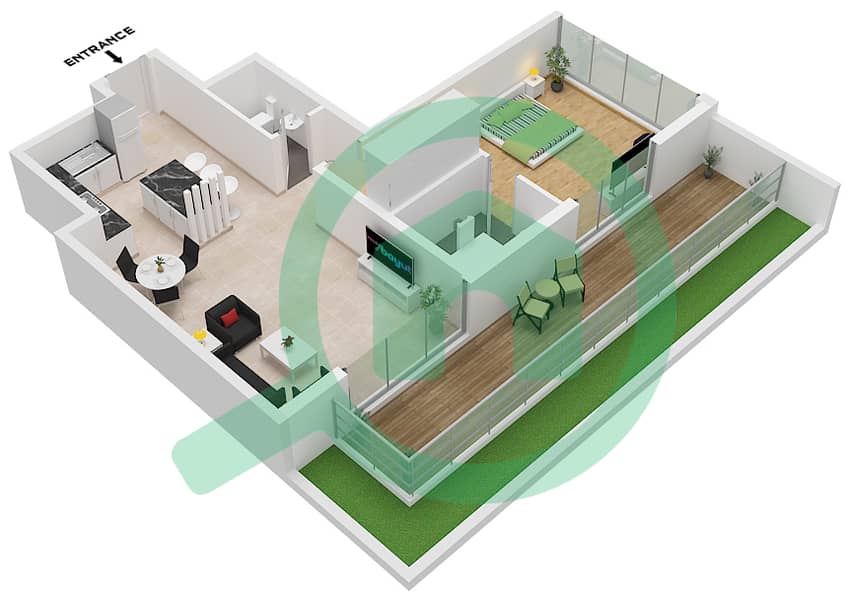 O Ten - 1 Bedroom Apartment Unit 1 FLOOR 1 Floor plan Unit 1 Floor 1 interactive3D