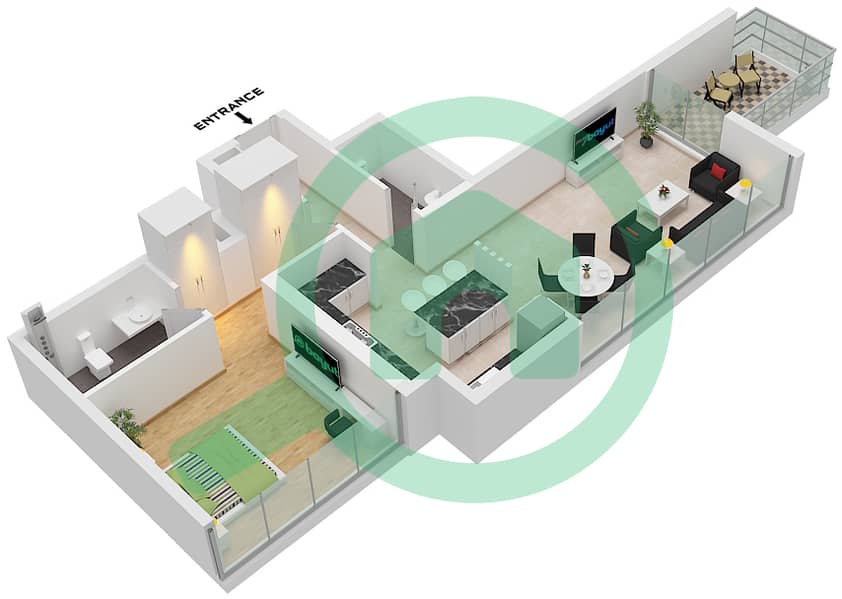 O Ten - 1 Bedroom Apartment Unit 2 FLOOR 1-10 Floor plan Unit 2 Floor 1-10 interactive3D