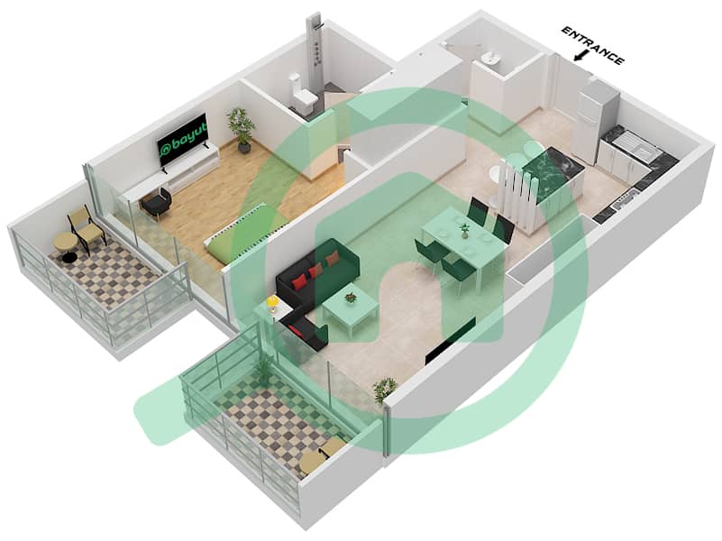 O Ten - 1 Bedroom Apartment Unit 4 FLOOR 1-10 Floor plan Unit 4 Floor 1-10 interactive3D