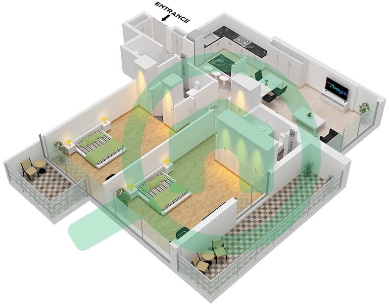 O Ten - 2 Bedroom Apartment Unit 6 FLOOR 1-10 Floor plan Unit 6 Floor 1-10 interactive3D