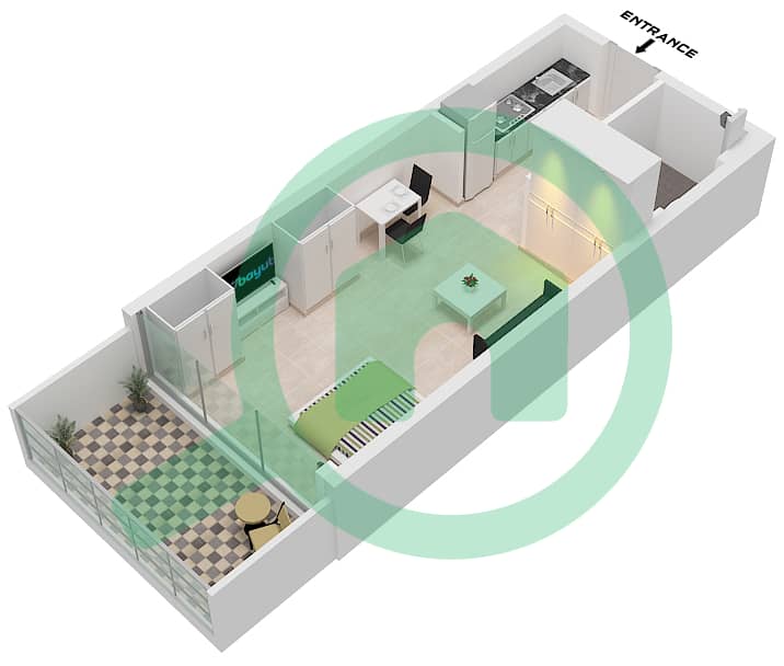 O Ten - Studio Apartment Unit 8 FLOOR 1-10 Floor plan Unit 8 Floor 1-10 interactive3D