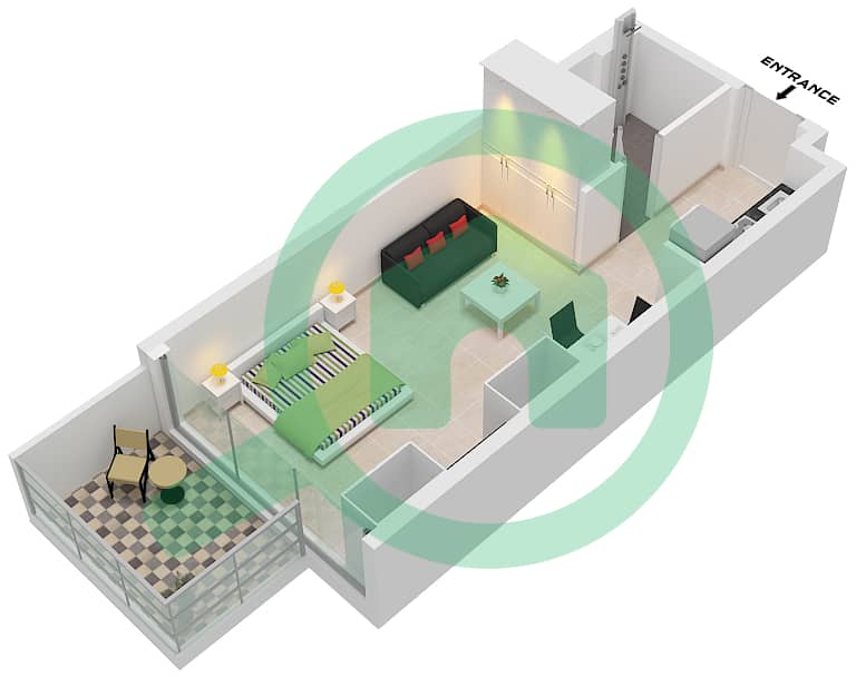 O Ten - Studio Apartment Unit 9 FLOOR 1 Floor plan Unit 9 Floor 1 interactive3D