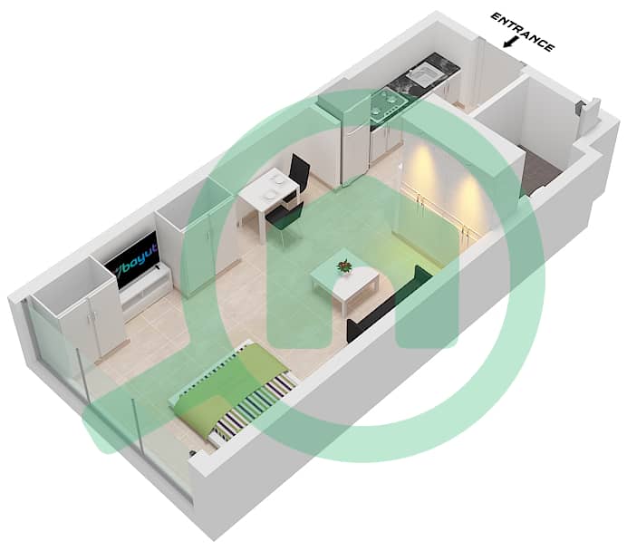 O Ten - Studio Apartment Unit 10 FLOOR 1-7 Floor plan Unit 10 Floor 1-7 interactive3D