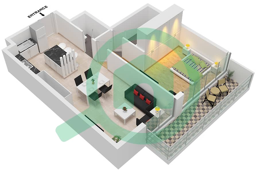 O Ten - 1 Bedroom Apartment Unit 12 FLOOR 2-7 Floor plan Unit 12 Floor 2-7 interactive3D