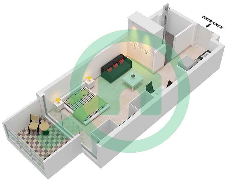 O Ten - Studio Apartment Unit 9 FLOOR 2-10 Floor plan Unit 9 Floor 2-10 interactive3D