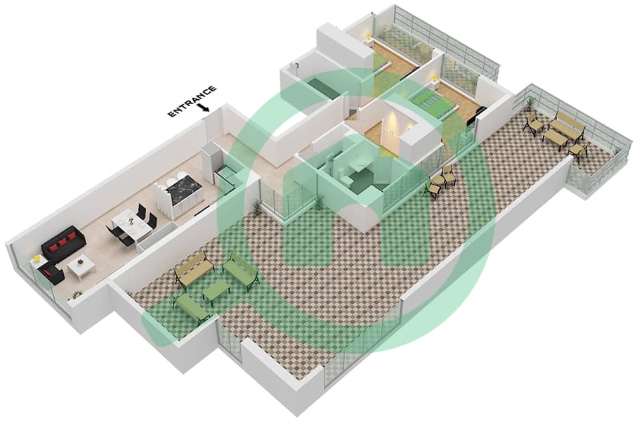 O Ten - 2 Bedroom Apartment Unit 10 FLOOR 8 Floor plan Unit 10 Floor 8 interactive3D
