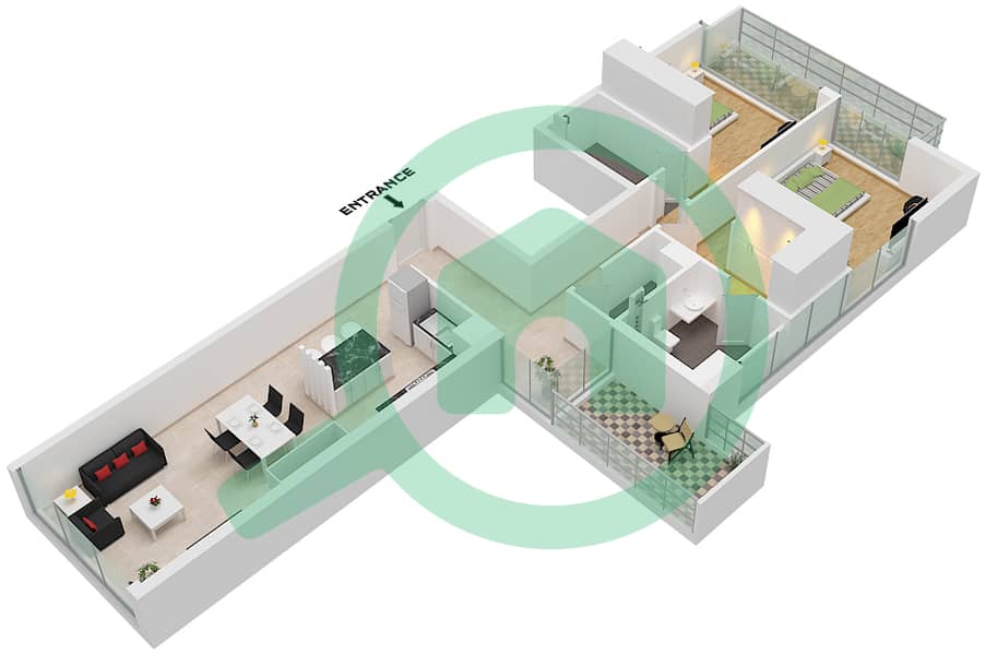 O Ten - 2 Bedroom Apartment Unit 10 FLOOR 9-10 Floor plan Unit 10 Floor 9-10 interactive3D