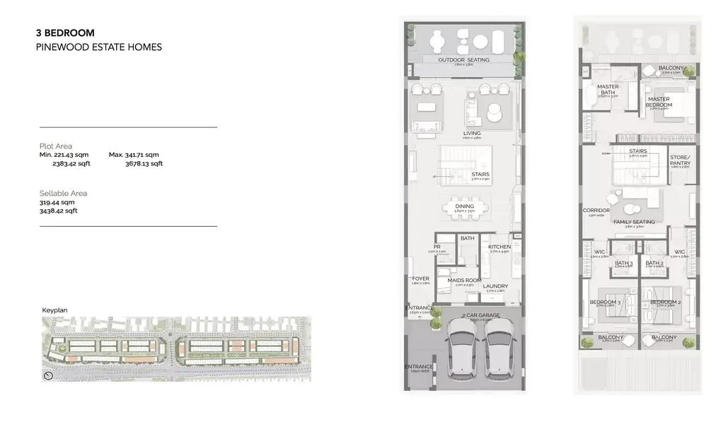 3 BR floor plan