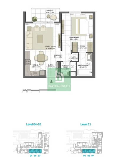 1 Bedroom Apartment for Sale in Al Khan, Sharjah - Crystal-2-504. png