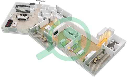 阿尔巴蒂恩大厦 - 3 卧室公寓单位04 FLOOR 29戶型图