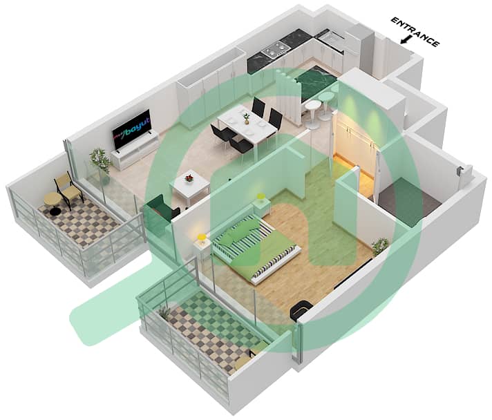 O Ten - 1 Bedroom Apartment Unit 5 FLOOR 1-10 Floor plan Unit 5 Floor 1-10 interactive3D
