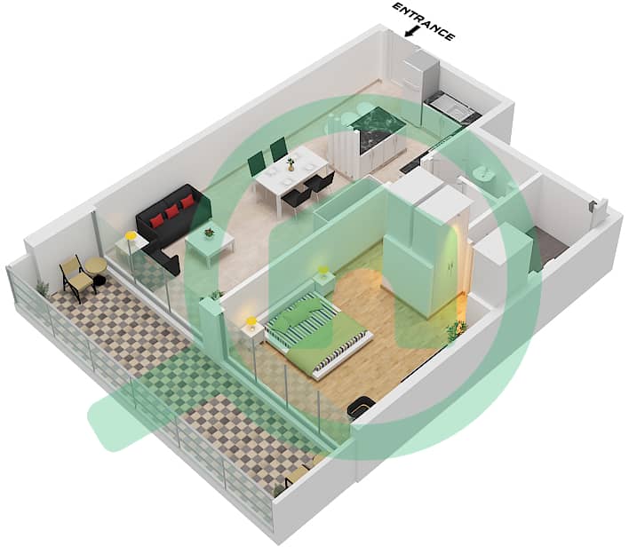 O Ten - 1 Bedroom Apartment Unit 7 FLOOR 1 Floor plan Unit 7 Floor 1 interactive3D
