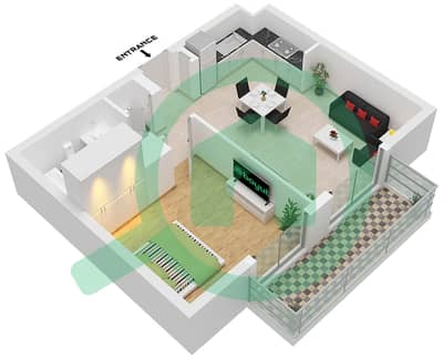 Резиденции Шамс - Апартамент 1 Спальня планировка Тип/мера 1A1-1 / UNIT 2 FLOOR 2-7