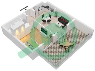 Резиденции Шамс - Апартамент 1 Спальня планировка Тип/мера 1A1-18 / UNIT 1 FLOOR 1