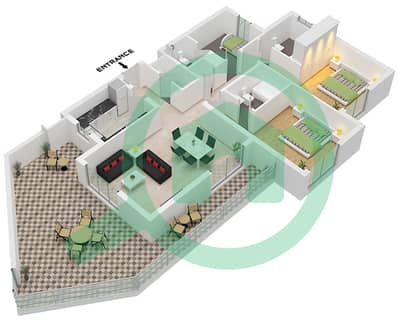 Резиденции Шамс - Апартамент 2 Cпальни планировка Тип/мера 2A4-2 / UNIT 8 FLOOR 2