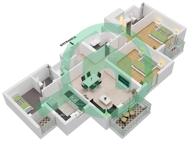 Type 2A7-4 Unit 6 Floor 2-6
Type 2A8-4 Unit 7 Floor 7