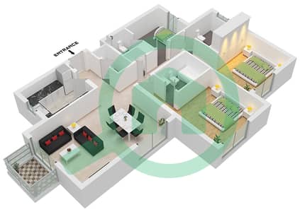 Резиденции Шамс - Апартамент 2 Cпальни планировка Тип/мера 2A4-1 / UNIT 8 FLOOR 3-5